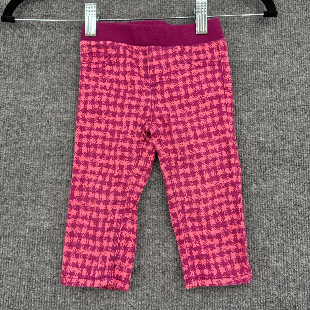 Cherokee Baby Girls Pink Houndstooth Print Jeggings Size 12 Months Pull On